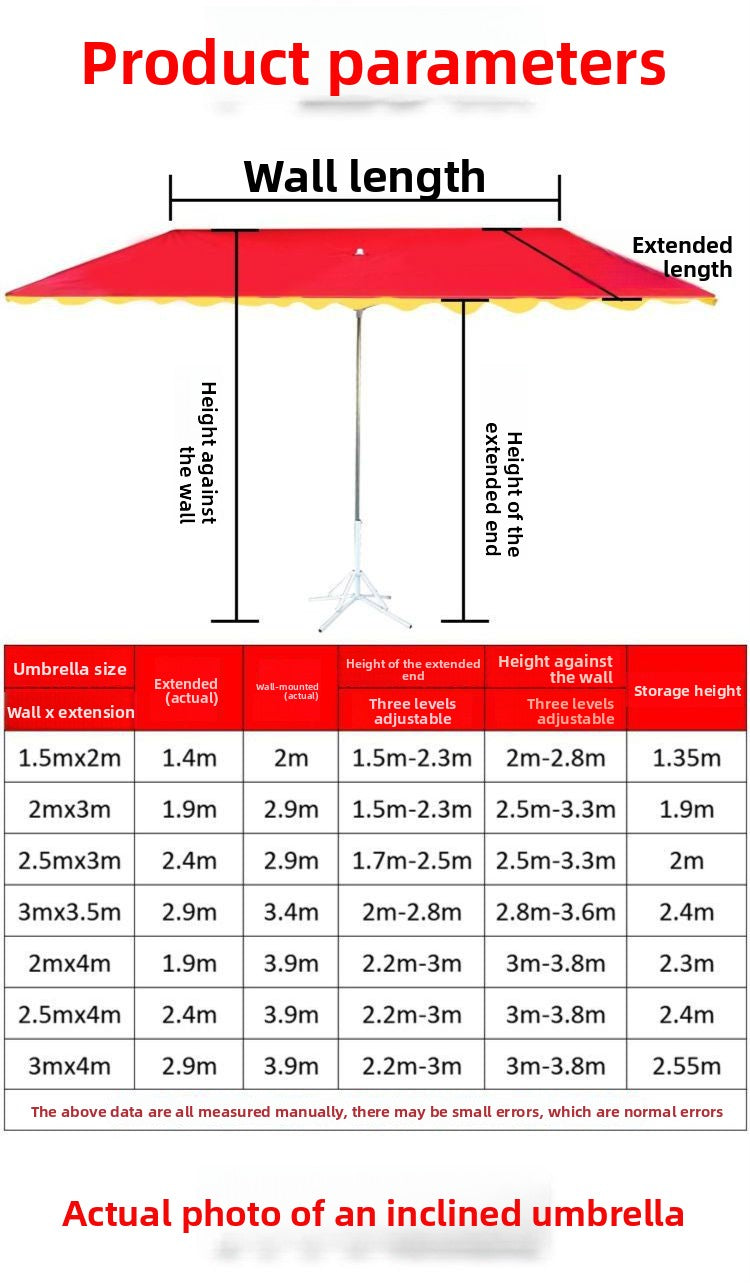 Sunshade Umbrella Shop Storefront Inclined Umbrella Outdoor Stall Large Umbrella Courtyard Folding Thickened Sunshade Canopy Large Long Umbrella