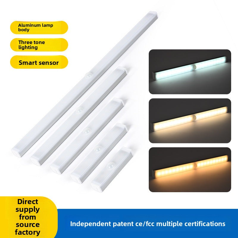 Intelligent Human Body Sensor led Rechargeable Strip Light Wiring-free Magnetic Self-adhesive Cabinet Wardrobe Light Strip