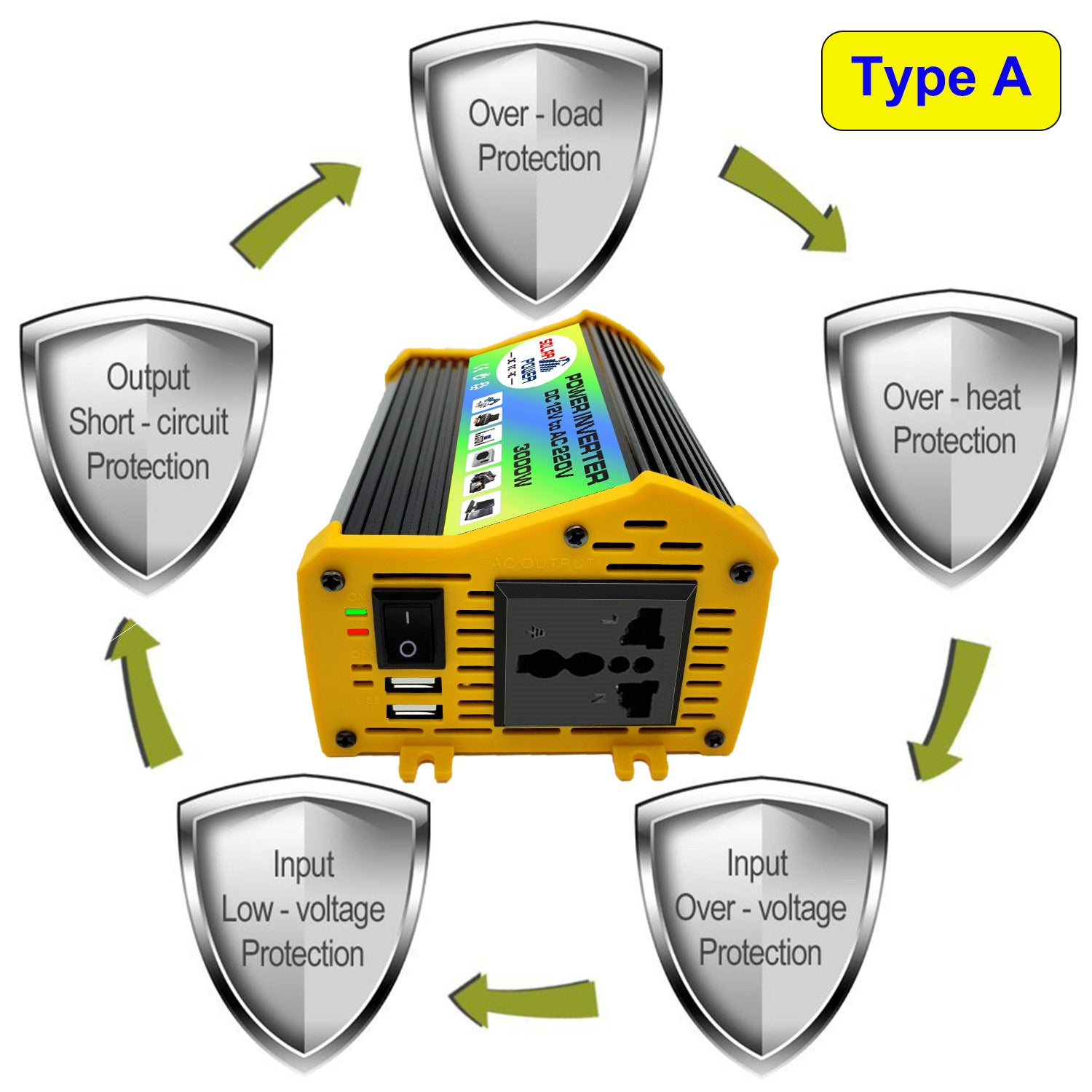 Automobile and Motorcycle Parts Car Converter Car Inverter Car Inverter Power Supply12V Turn110V/220V 300W