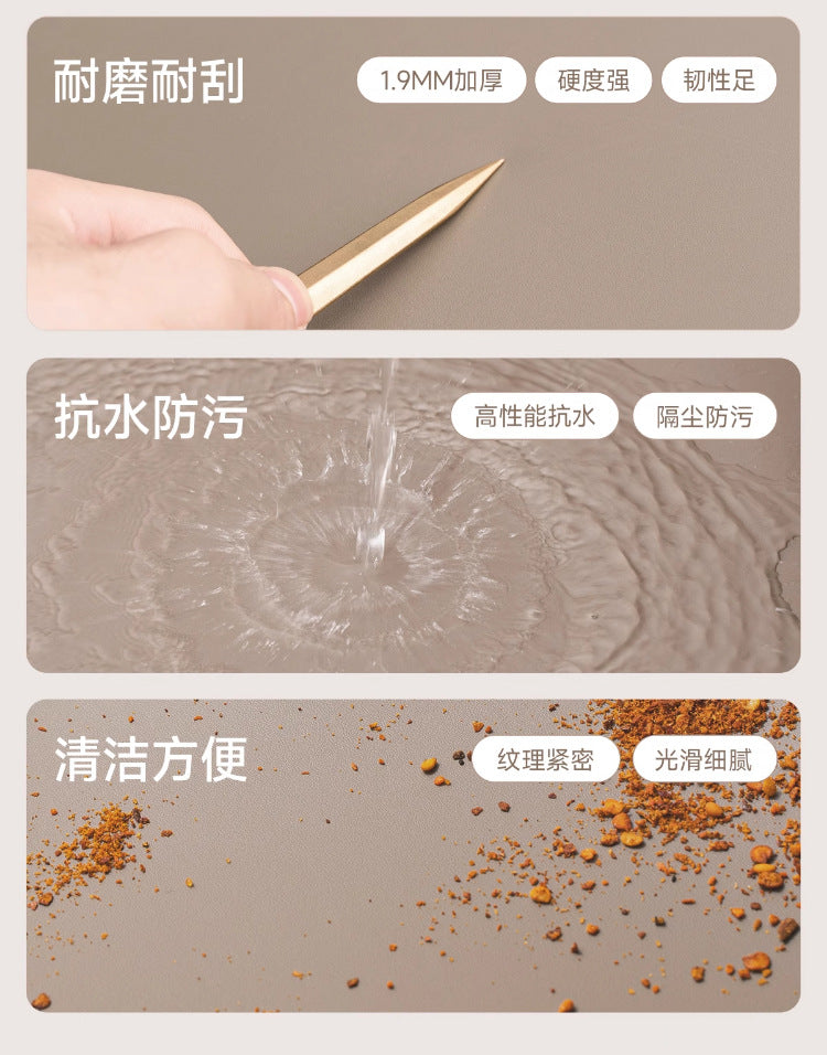 Italian Minimalist Saddle Leather Solid Wood Dressing Table Small Apartment Rock Board Makeup Table Chest of Drawers Integrated Bedroom Makeup Table