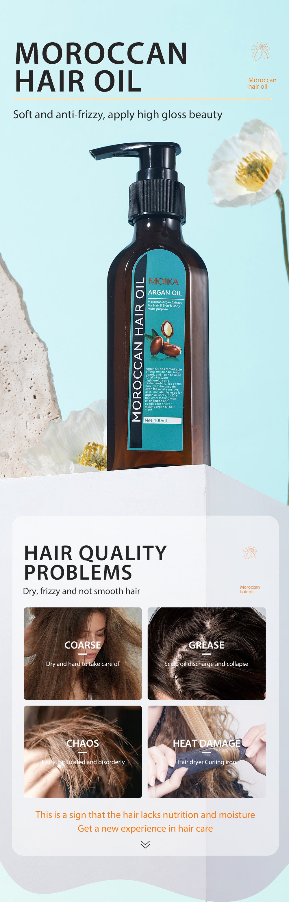 In Stock Full Moroccan Scalp Hair Care Essential Oil Universal Hair Maintenance Wholesale