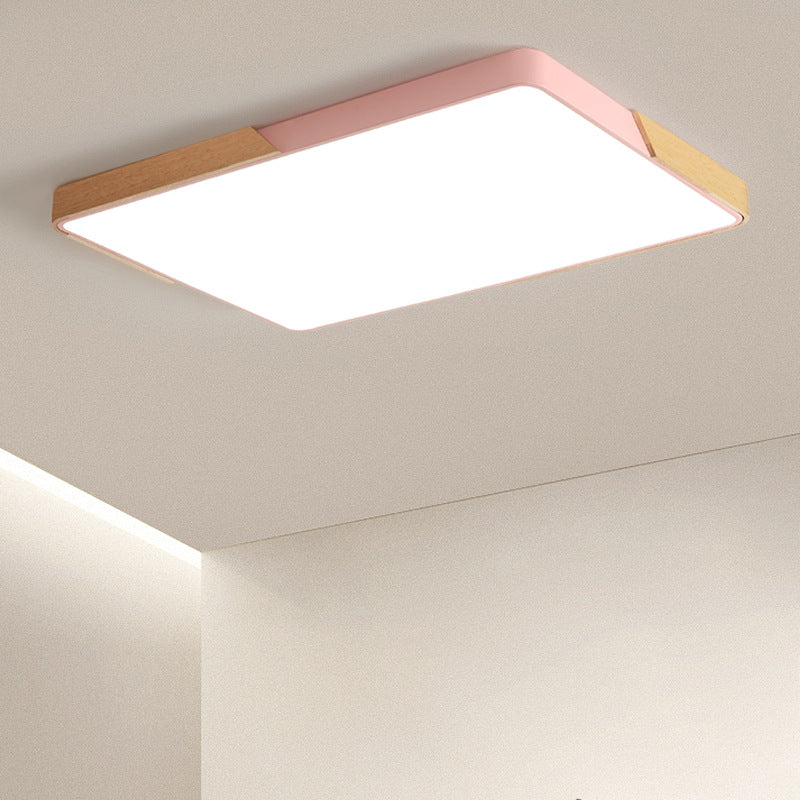 Macaron Solid Wood Ceiling Light led Bedroom Lamp Round Nordic Iron Art Room Lamp Creative Living Room Lamp for Home Use