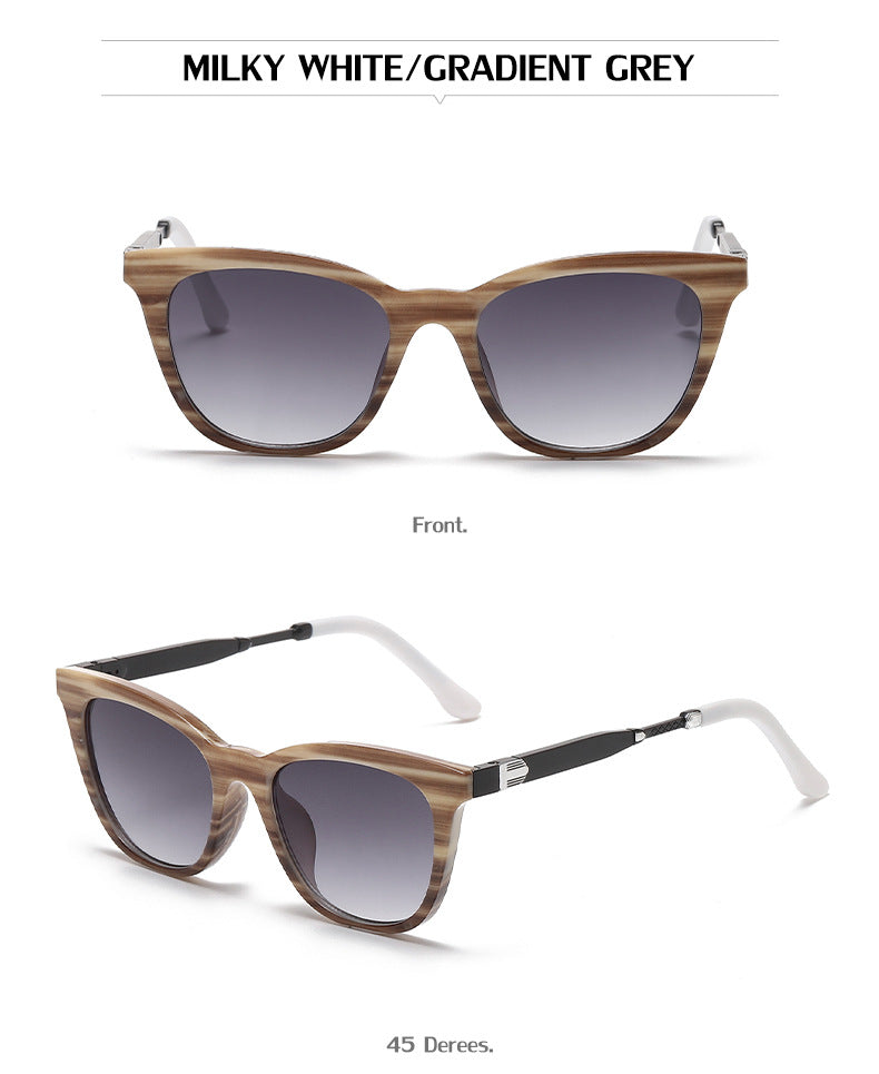 Aluminum-magnesium Spring Mirror Leg Cat Eye Sunglasses Men UV Protection ins Large Frame Sunglasses for Women with High-End Feel