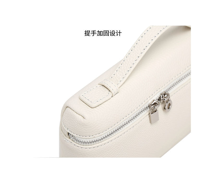 GIgi Same Style Women's Bag Niche Elegant Handheld Lunch Box Bag Women Simple Top Layer Cowhide Single Shoulder Crossbody Small Bag