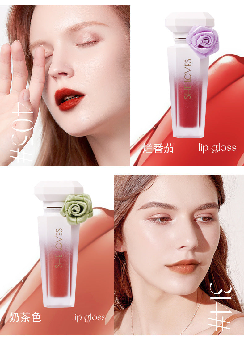 Europe and America SHELOVES Rose Matte Lip Glaze Long-lasting Non-stick Cup Non-fading Genuine Lip Gloss Makeup Wholesale