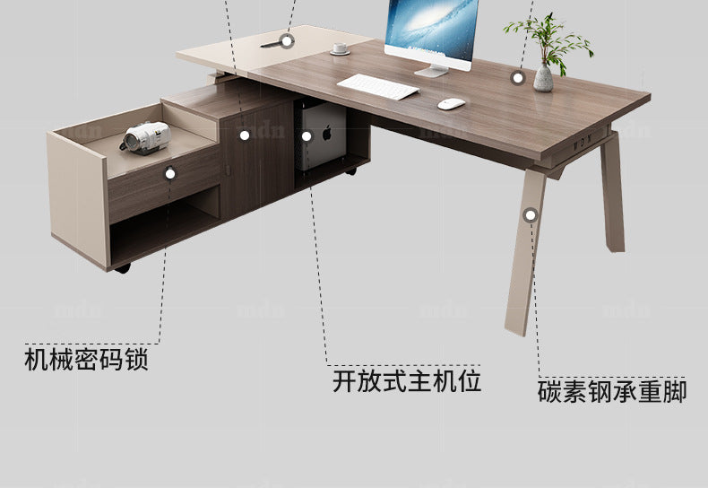 Office Desk Boss Desk and Chair Set Manager Supervisor Light Luxury High-End Office Desk and Chair Set Executive Office Desk