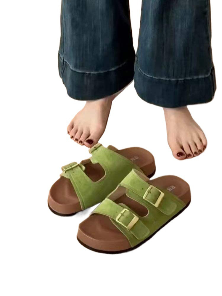 Platform Slippers Women's Summer Outerwear2025New Super Hot Beach Slip-On Yellow Birkenstock Sandals