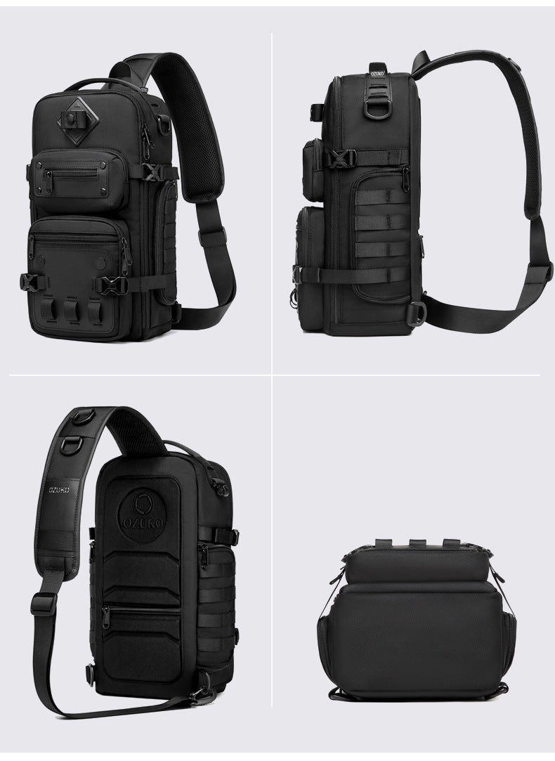 OZUKO Tactical Chest Bag Men's Crossbody Bag Shoulder Bag Men's Outdoor Sports Waterproof High-Quality Men's Bag
