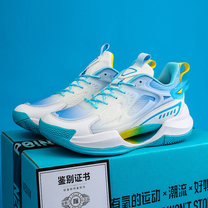 Four Seasons New Luminous Mesh Breathable Men's Shoes Casual Trendy Basketball Shoes High Elastic Cushioning Wear-Resistant Non-Slip Sports Shoes