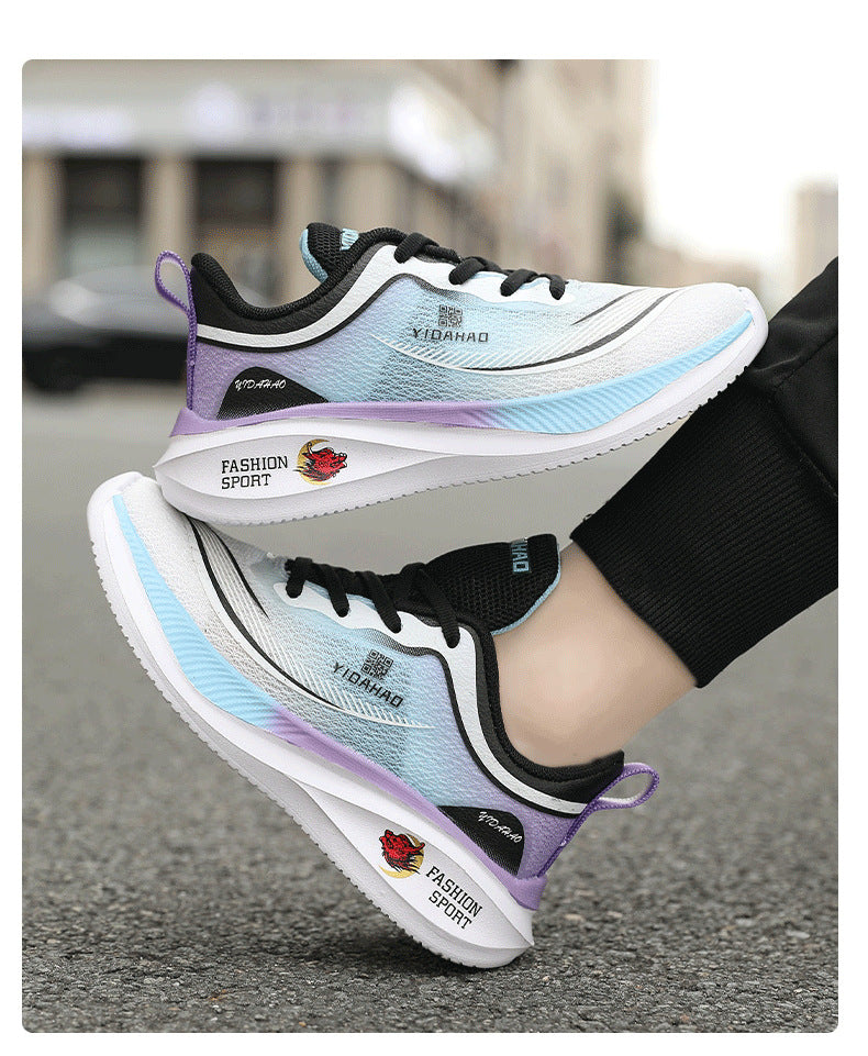 Children's Running Shoes Spring Summer Boys and Girls Shoes Flyknit Lightweight Breathable Elementary School Students Racing Sports Shoes for Young Children