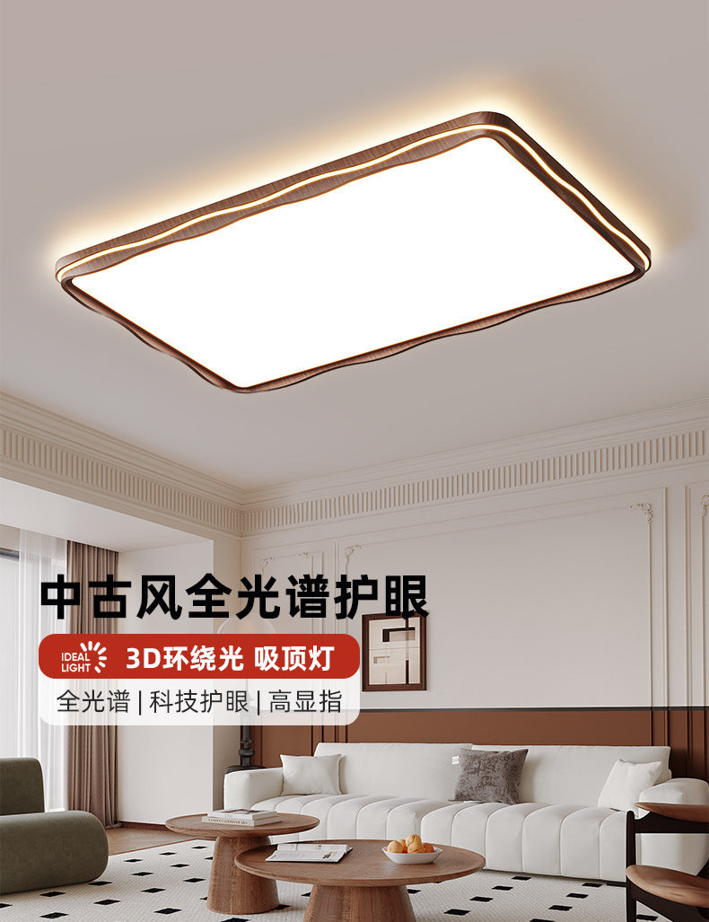 Living Room Main Light New Chinese Style Mid-century Elegant Zhongshan Lighting Whole House2025New Walnut Ceiling Light
