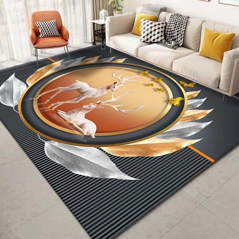 Carpet Resistant to Dirt Easy to Maintain Living Room Carpet Light Luxury Bedroom Non-Slip Crystal Velvet Carpet Bedside Warm Blanket