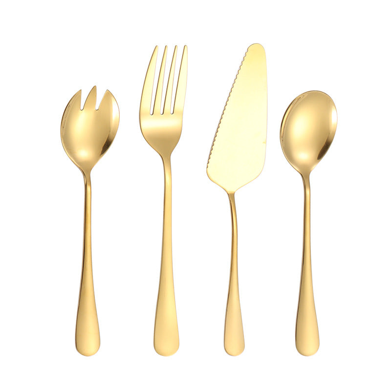 1010Stainless Steel Public Tableware Salad Dessert Spoon Fork Hotel Restaurant Self-service Spoon Fork Set