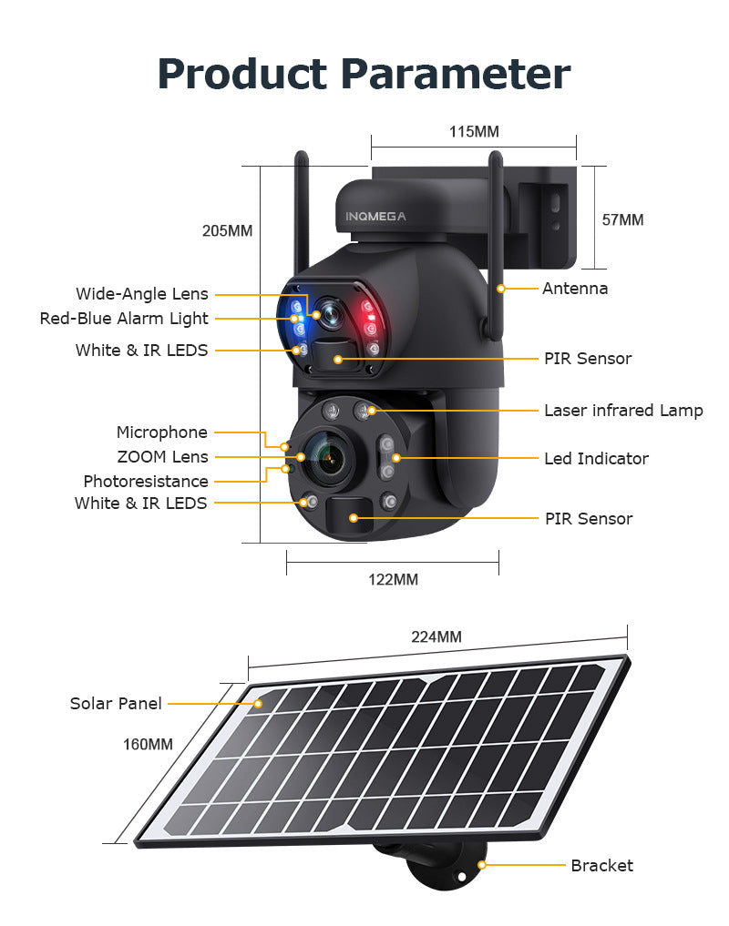 4G Solar Camera Smart HD Laser Night Vision Dual Lens36Optical Zoom Surveillance Intelligent Monitoring