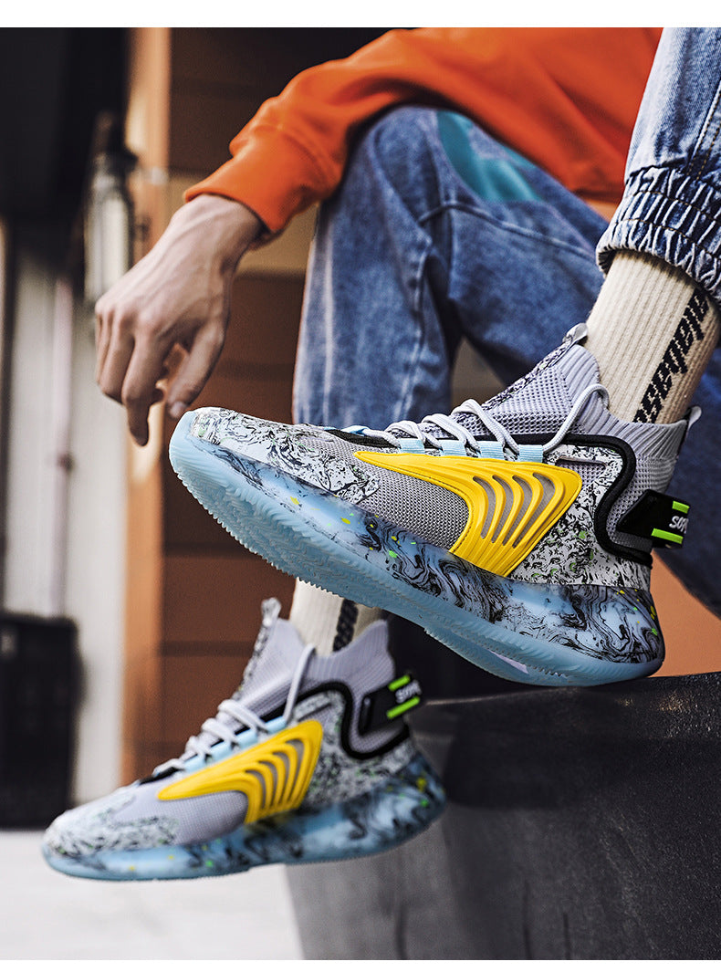 2025New National Fashion Casual Shoes Breathable Mesh Patchwork Men's Shoes Thick Sole Height Increasing Non-Slip Wear-Resistant Sports Shoes