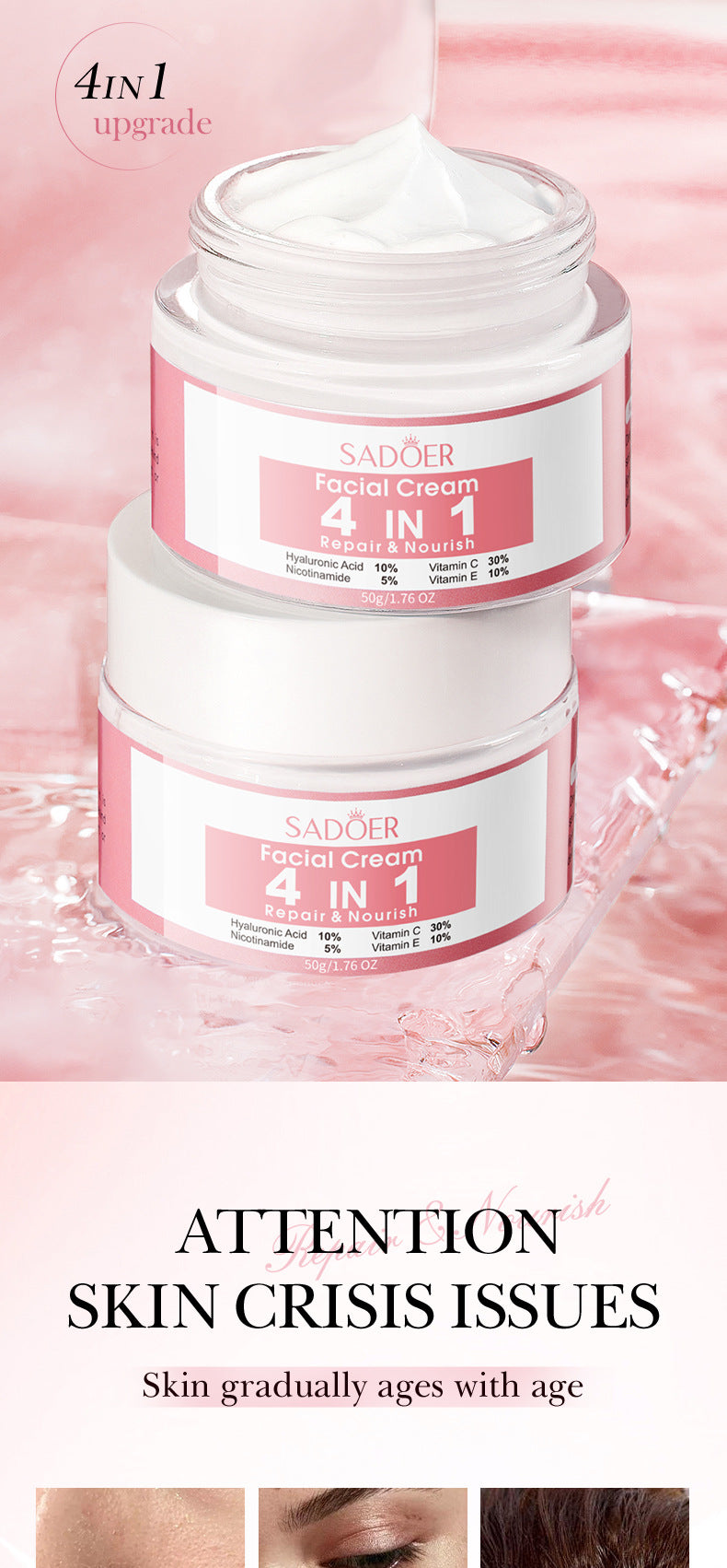 Full English Four-in-One Skincare Series SADOER Moisturizing, nourishing, and rejuvenating face cream essence liquid  wholesale