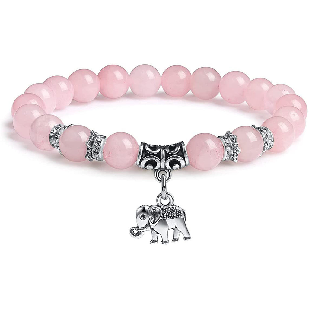 Men's White Pine Bracelet8mm Bead Spacer Tiger Eye Stone Blue Dot Natural Black Agate Elephant Pendant Bracelet