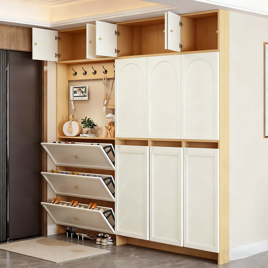 Custom Honeycomb Aluminum Alloy Shoe Cabinet Ultra-Thin Home Entrance Wall-Mounted Shoe and Hat Integrated Entryway Living Room