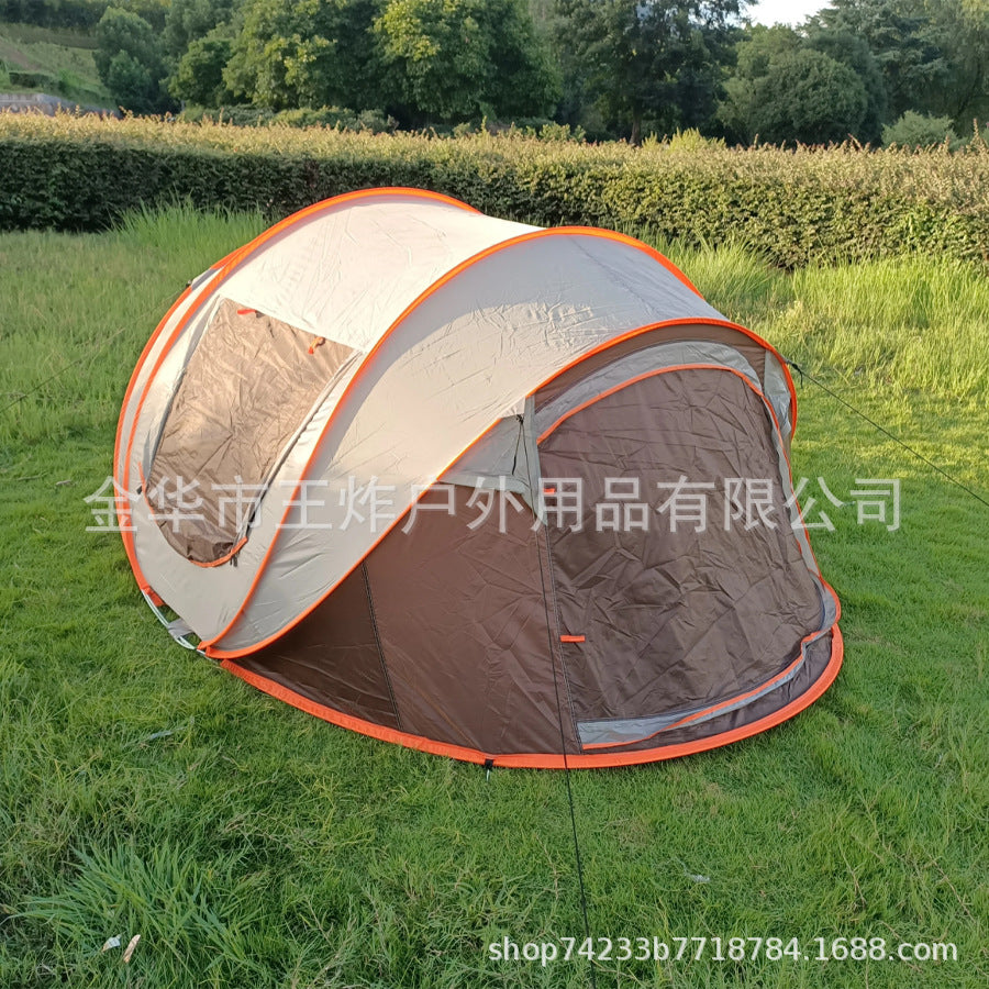 Outdoor Fully Automatic Camping Tent Sun Protection Portable Hand Throw Beach Tent5-8Military Green Boat-Shaped Tent