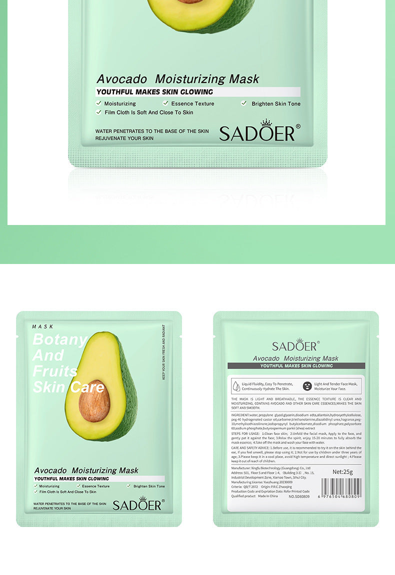 Fruit Mask SADOER Avocado Rose Hydrating Moisturizing Tablets Cross-border Foreign Trade Skincare Wholesale