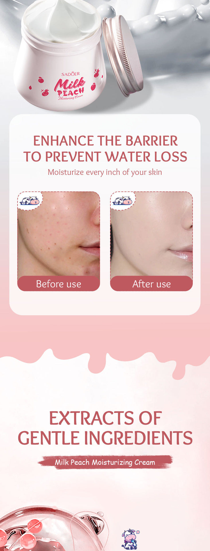 Milk Fruit Cream SADOER Smooth and delicate hydrating skin moisturizing cream cross-border foreign trade wholesale