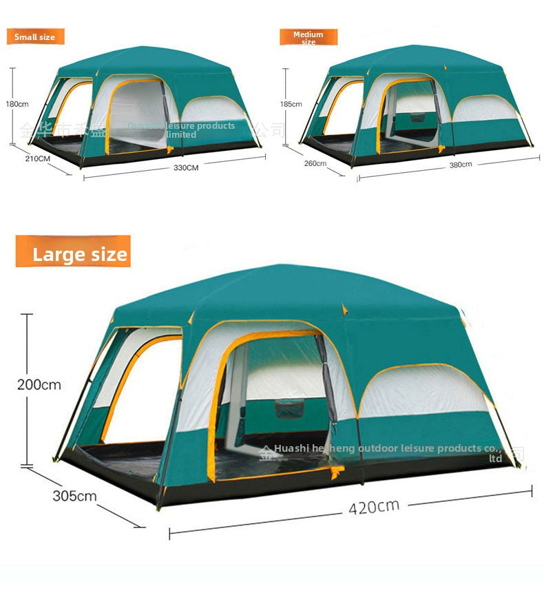 Thickened outdoor tent with two rooms and one living area, sunproof and waterproof3-12Camping Tent