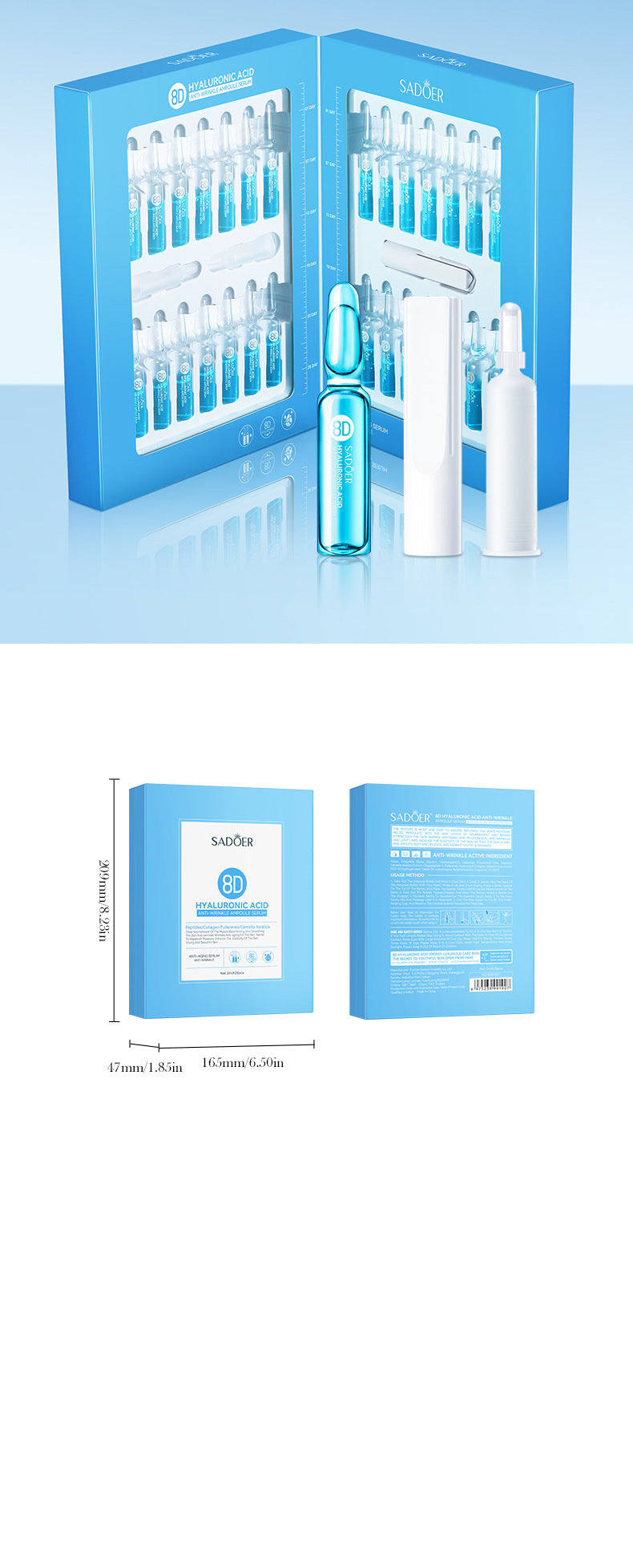 Full English Hyaluronic Acid Face Cream SADOER8D Anti-wrinkle Hydrating Nourishing Face Cream Moisturizing and Rejuvenating  Foreign Trade Wholesale