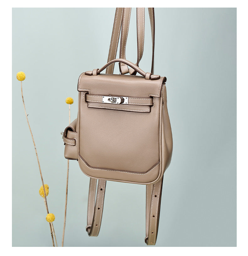 Genuine Leather Vintage Kelly Bag for Women, High-End Versatile Underarm Commuter Messenger Bag, Top Layer Cowhide Single Shoulder Crossbody Bag for Women