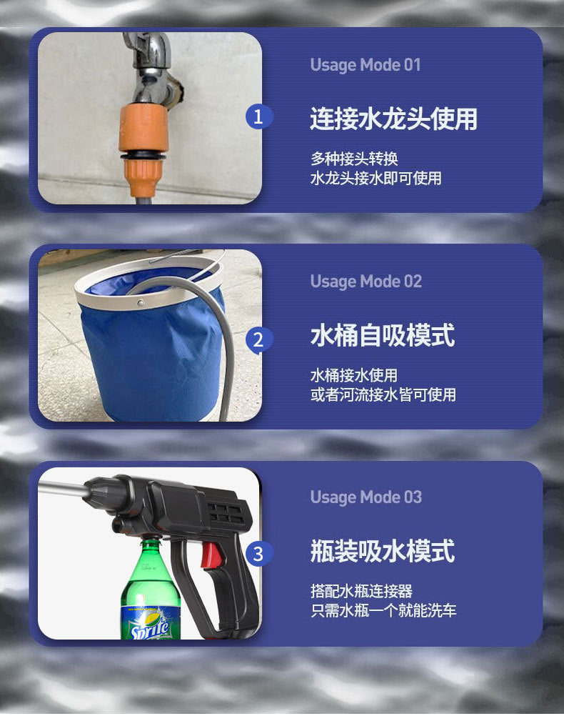 Car Wash Water Gun Household Electric Car Washer Rechargeable Car Wash Gun Watering Flowers Lithium Battery Wireless High Pressure Water Gun Factory Direct Sales