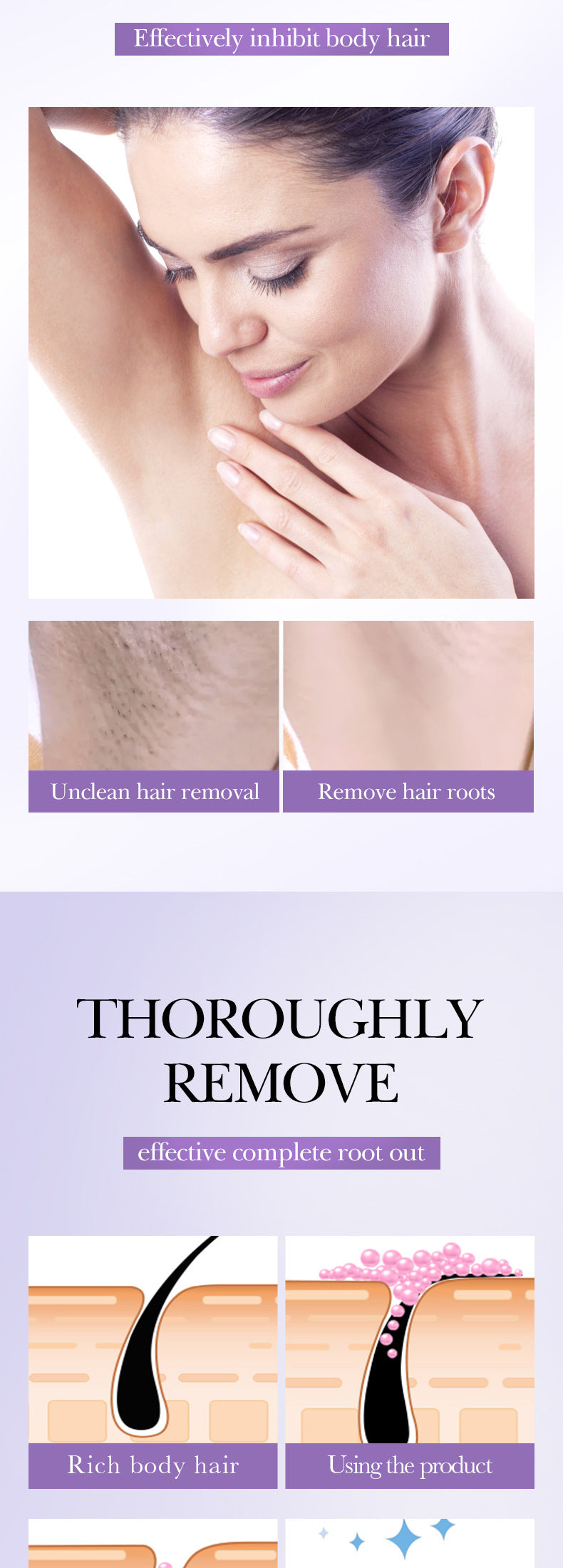 Full English Hair Growth Inhibitor Spray SADOER Inhibiting Underarm and Leg Hair Spray  Wholesale