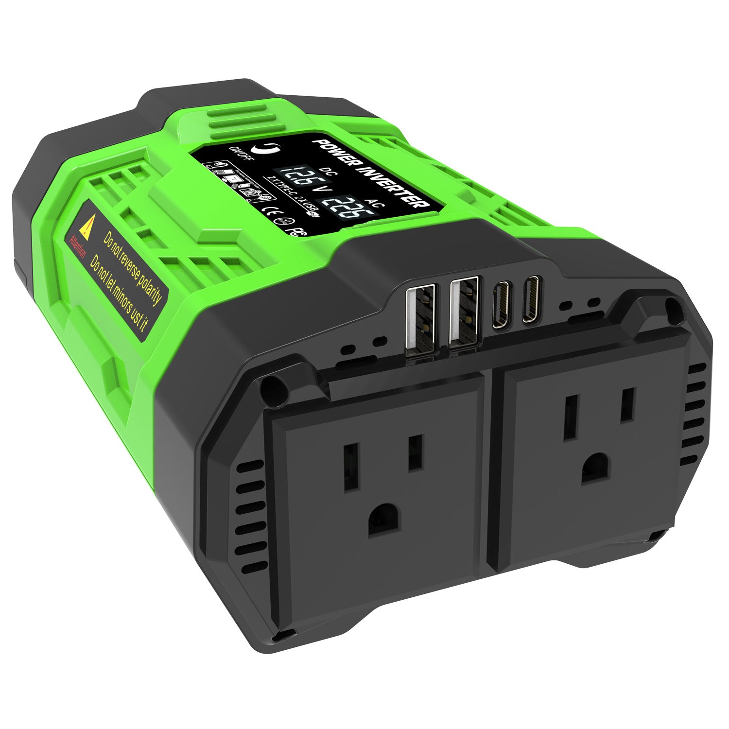 US Standard Socket Car Inverter200W 300W 600W12V Turn110V Dual Socket Dual USB Double Type-C