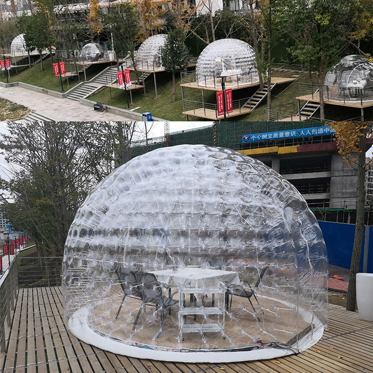 Outdoor Double-Layer Transparent Bubble Tent Rooftop Dining Inflatable Starry Sky Homestay Hotel Villa Restaurant Mongolian Yurt