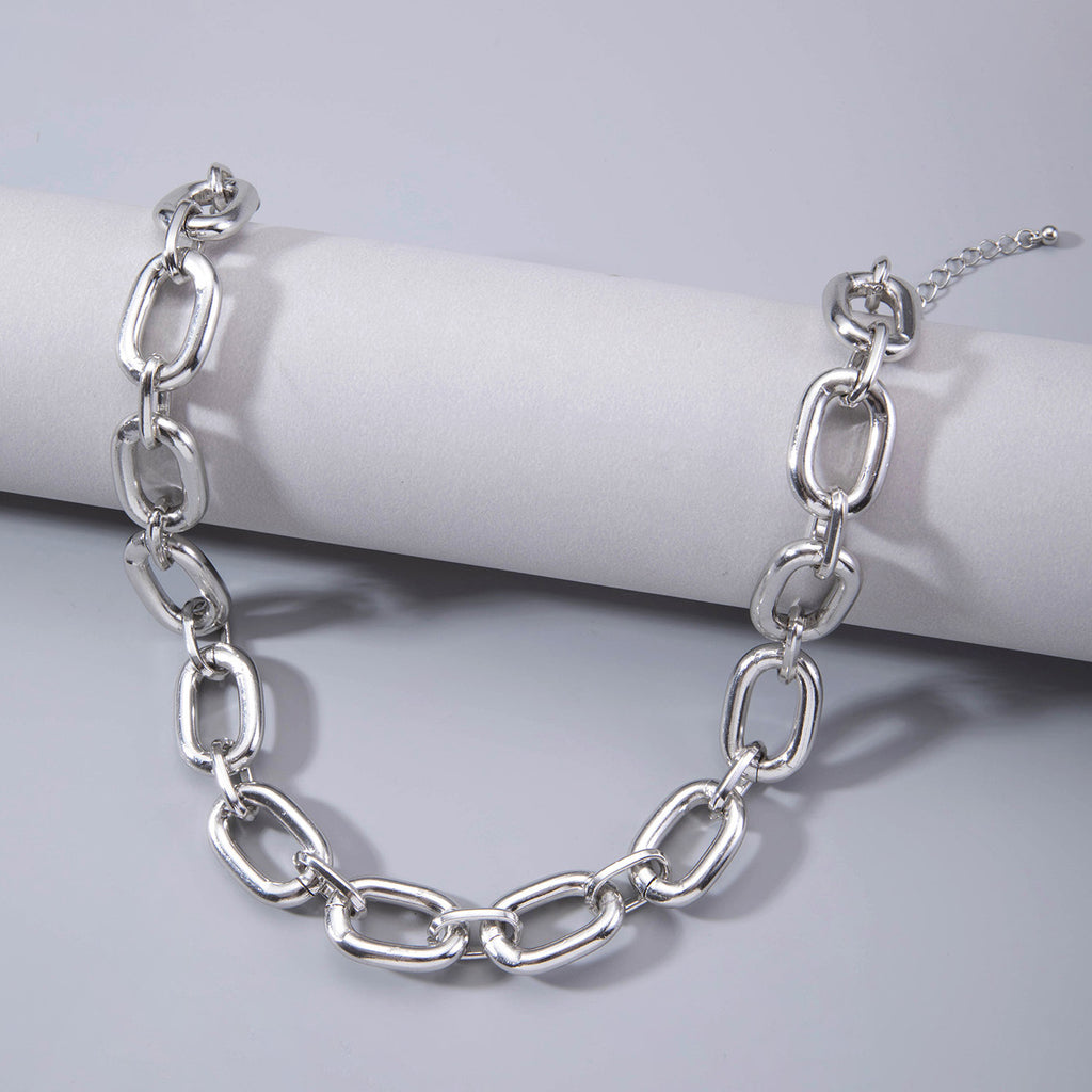 European and American Ornament Fashion Hip-Hop Short Thick Chain Geometric Necklace Metal Exaggerated Necklace