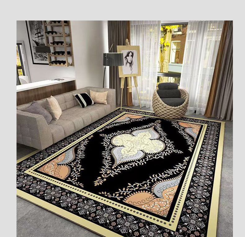 Bohemian Style Crystal Velvet Carpet Wear-Resistant and Dirt-Resistant Bedroom Non-Slip Bedside Rug Home Living Room Sofa Coffee Table Rug