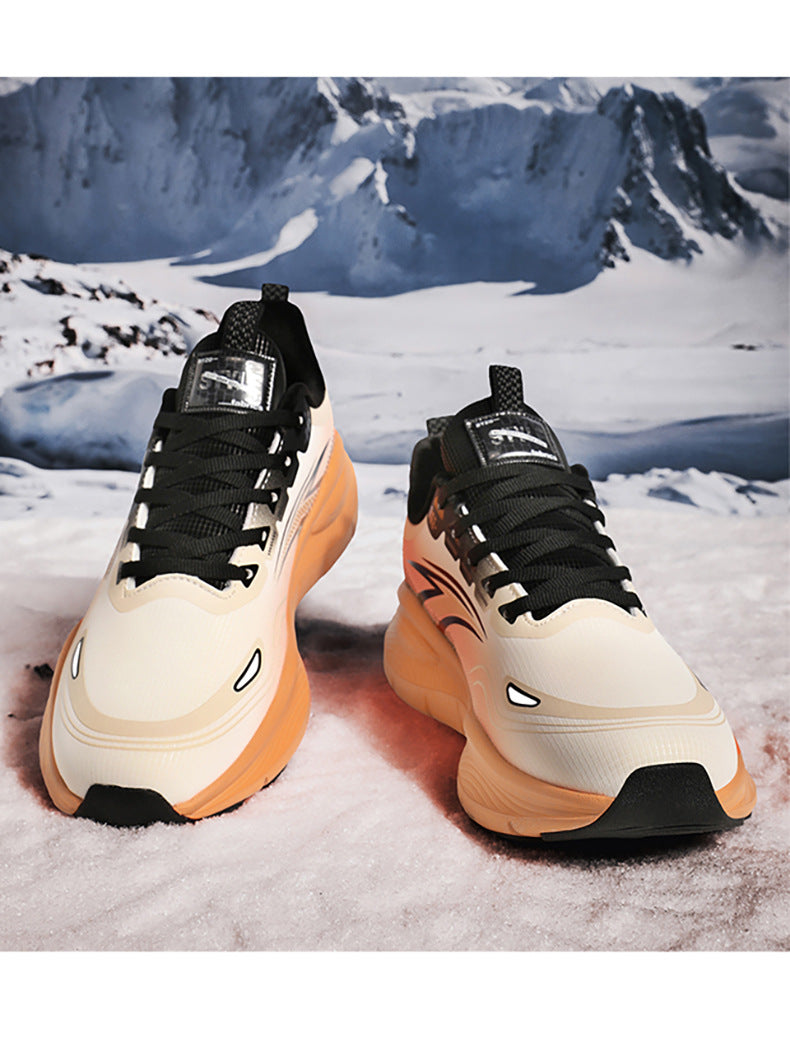 Large Size Fashion Leather Waterproof Rubber Non-Slip Wear-Resistant Sports Shoes with Fleece Lining and Thickened Warmth for Men