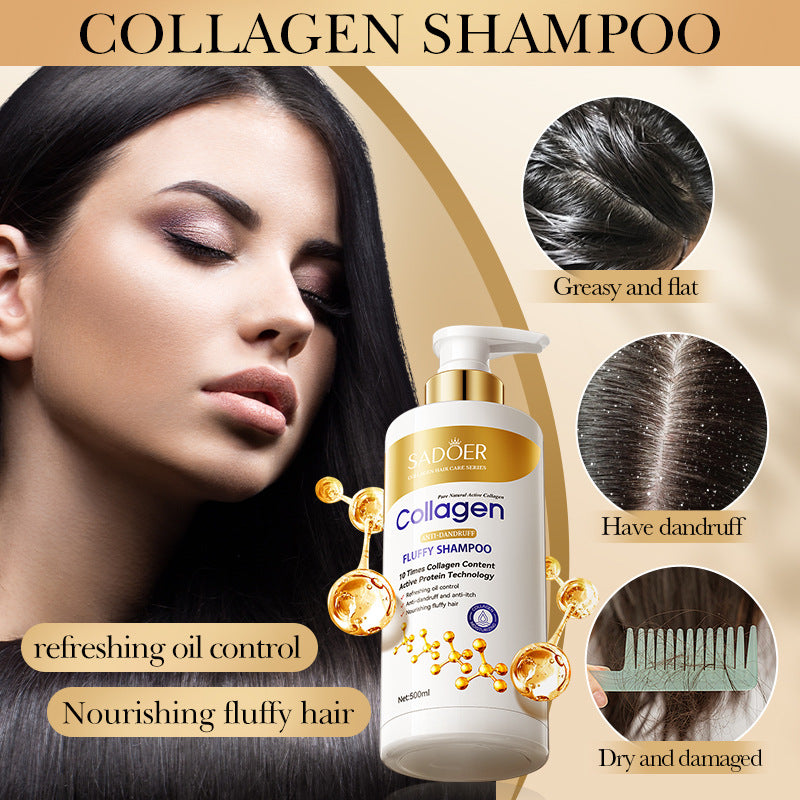 Full English Collagen Anti-Dandruff Shampoo500ml SADOER Smooth Clean Fluffy Shampoo Wholesale