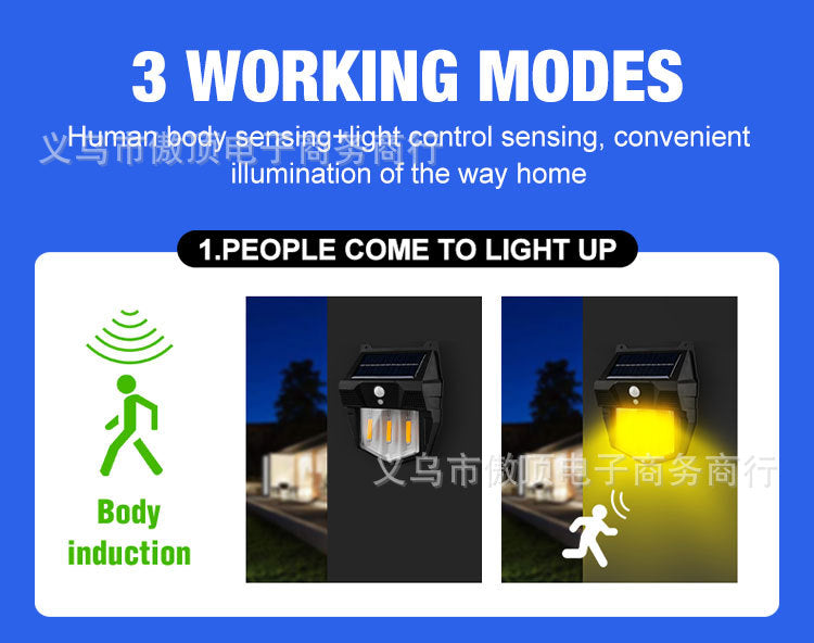 New Solar Light Outdoor Garden Light Human Body Sensing Tungsten Wall Light Garden Villa Street Light Waterproof