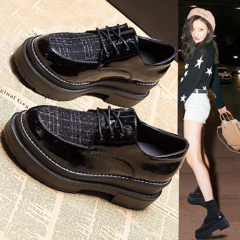 Platform Loafers2025Spring and Autumn New Style Women's Single Shoes Retro British Style Small Leather Shoes Women's Wedge Lazy Shoes
