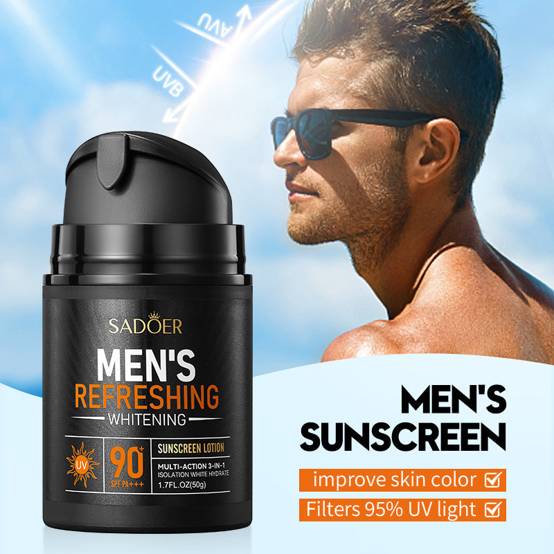 Full English Men's Sunscreen SADOER Whitening Sunscreen UV Protection Refreshing Sunscreen Lotion  Wholesale