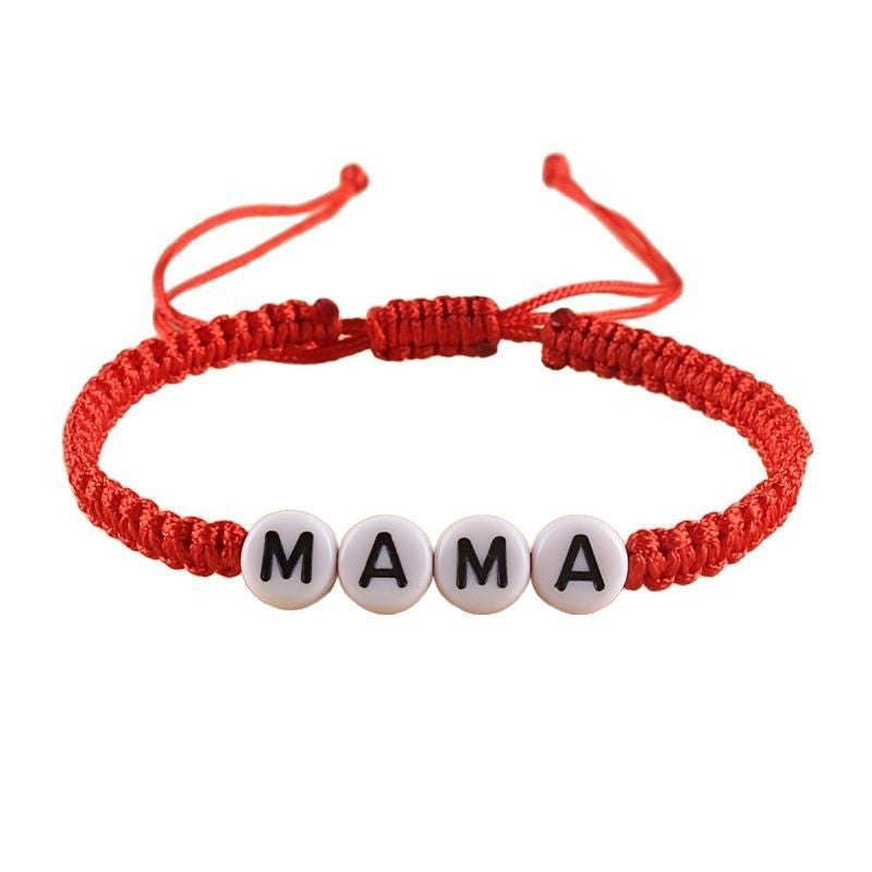 Mother's Day Birthday Gift Bracelet for Women, Stretchable Adjustable Handmade Woven Bracelet MAMA Letter Braided Bracelet