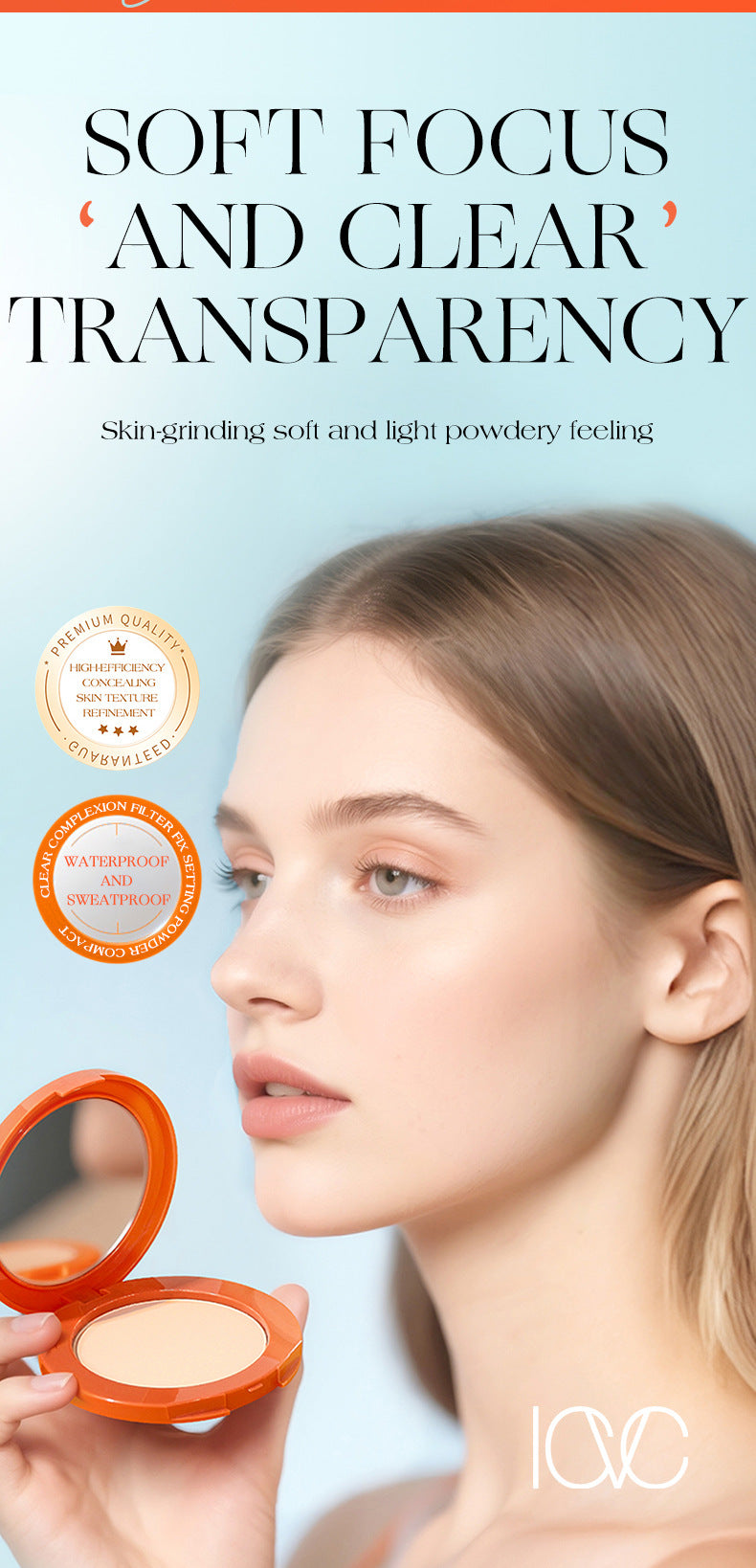 ICVC#1203Nude Powder Setting Powder15g Comes with Puff and Makeup Mirror Version Beauty