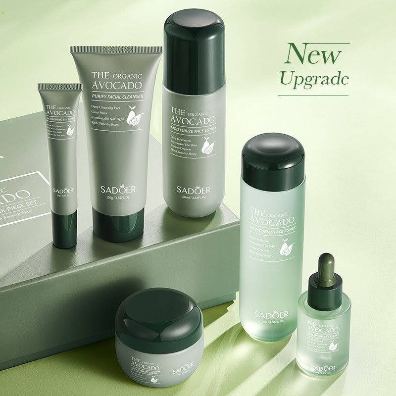 Full English Avocado Skincare Set SADOER Cleansing, hydrating, and moisturizing six-piece set for  foreign trade wholesale