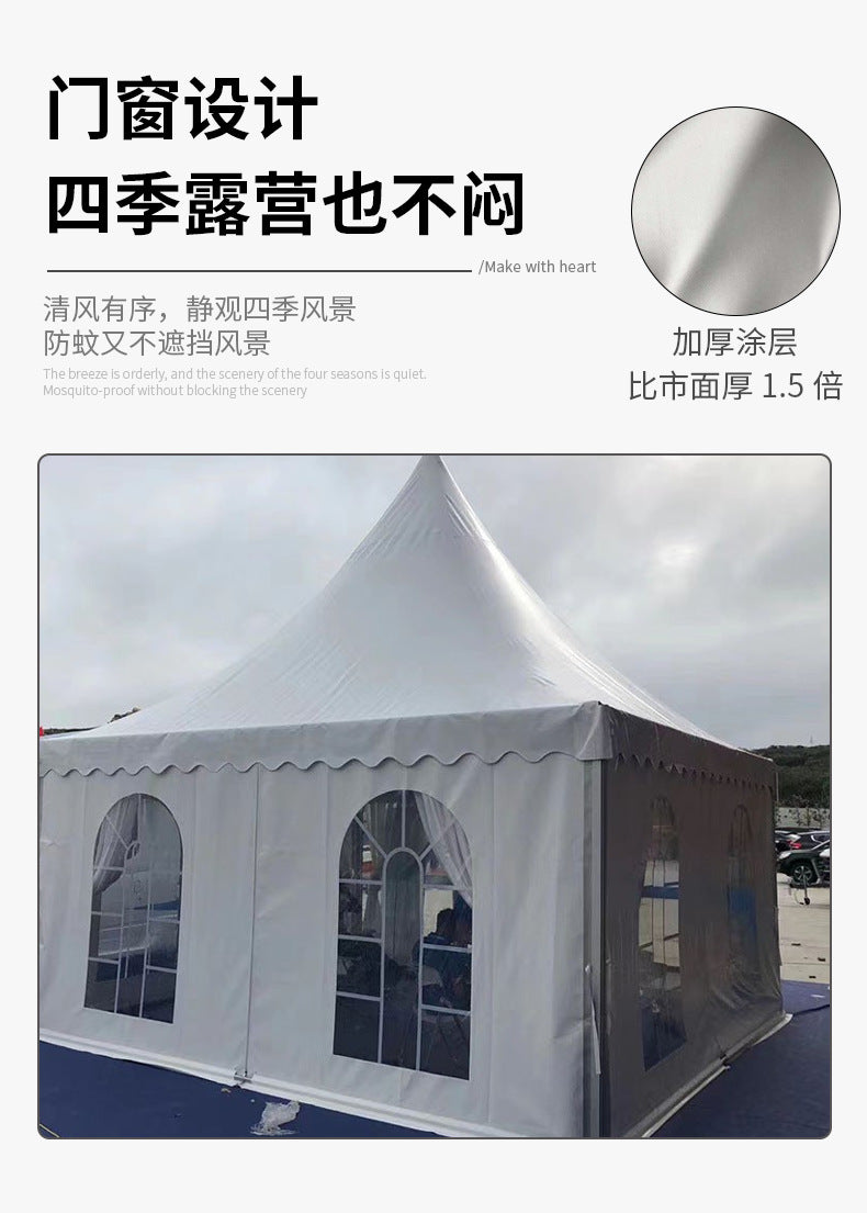 Outdoor Garden Aluminum Alloy Pointed Top Tent European Style Aluminum Pole Tent Car Show Wedding Exhibition Banquet Tent Four Corner Canopy