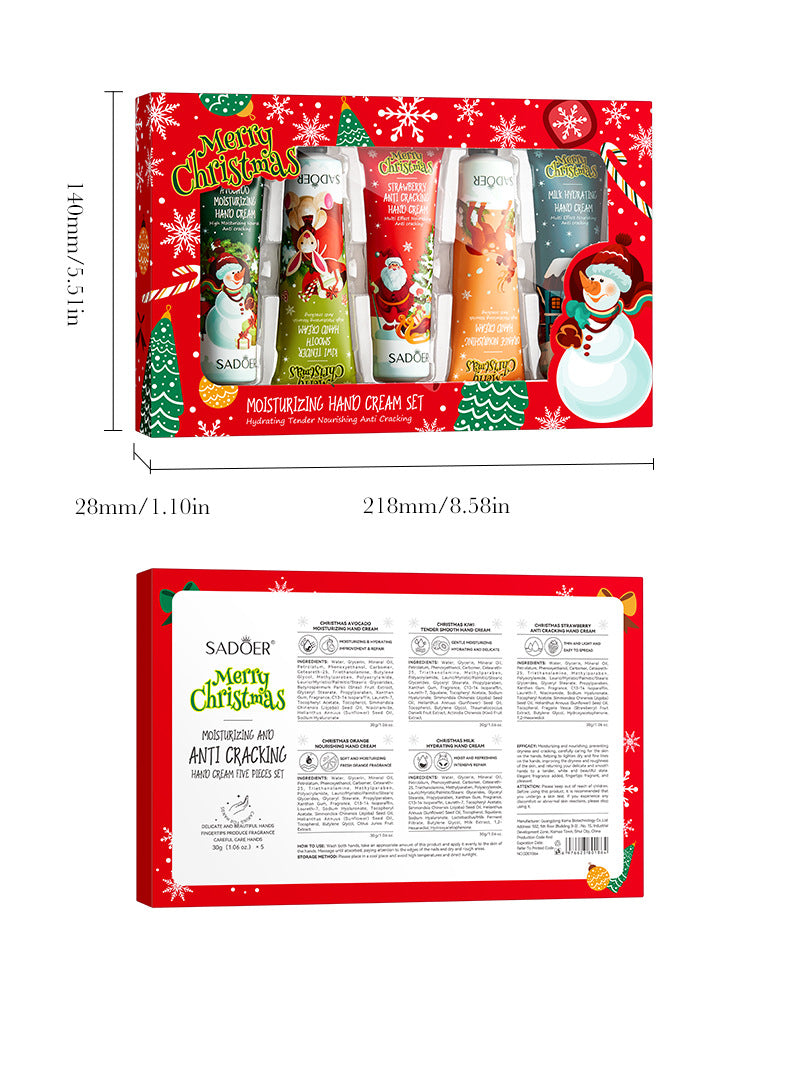 Full English Christmas Moisturizing Anti-Chapped Hand Cream Five-Piece Set SADOER Autumn and winter hand cream  foreign trade wholesale