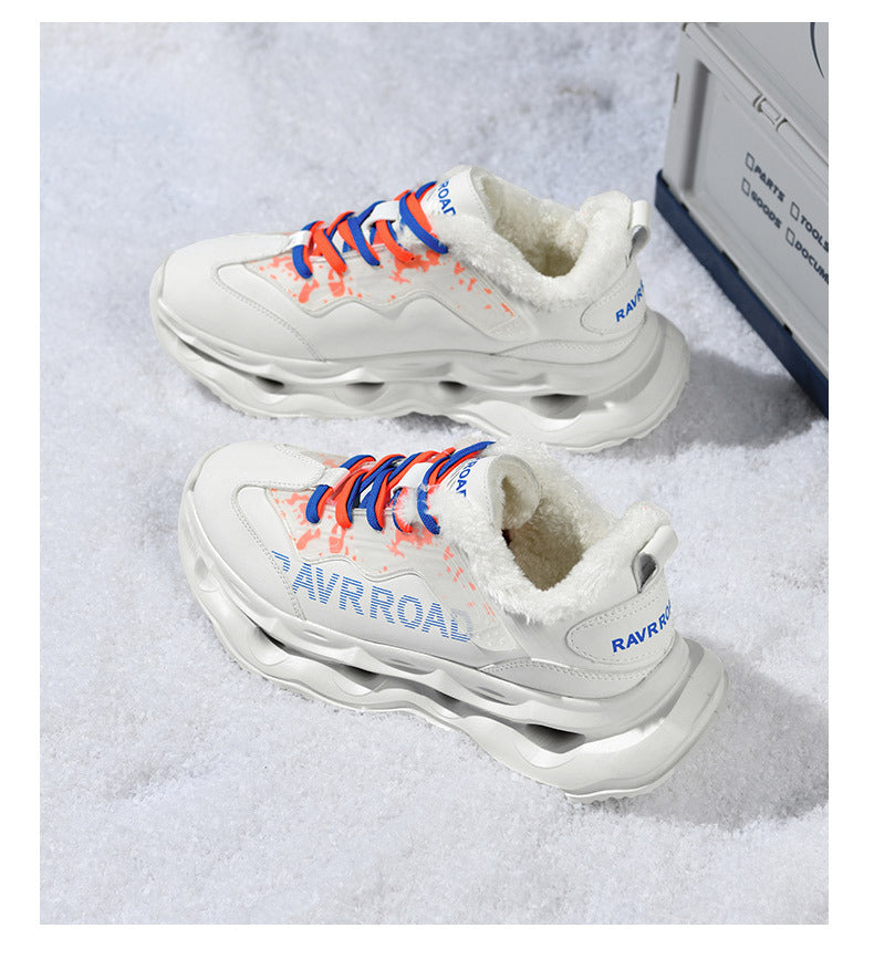 Winter New Ultra-fiber Leather Waterproof Fashion Casual Sports Shoes with Fleece Lining Warm Men's Shoes Non-slip Wear-resistant Running Shoes