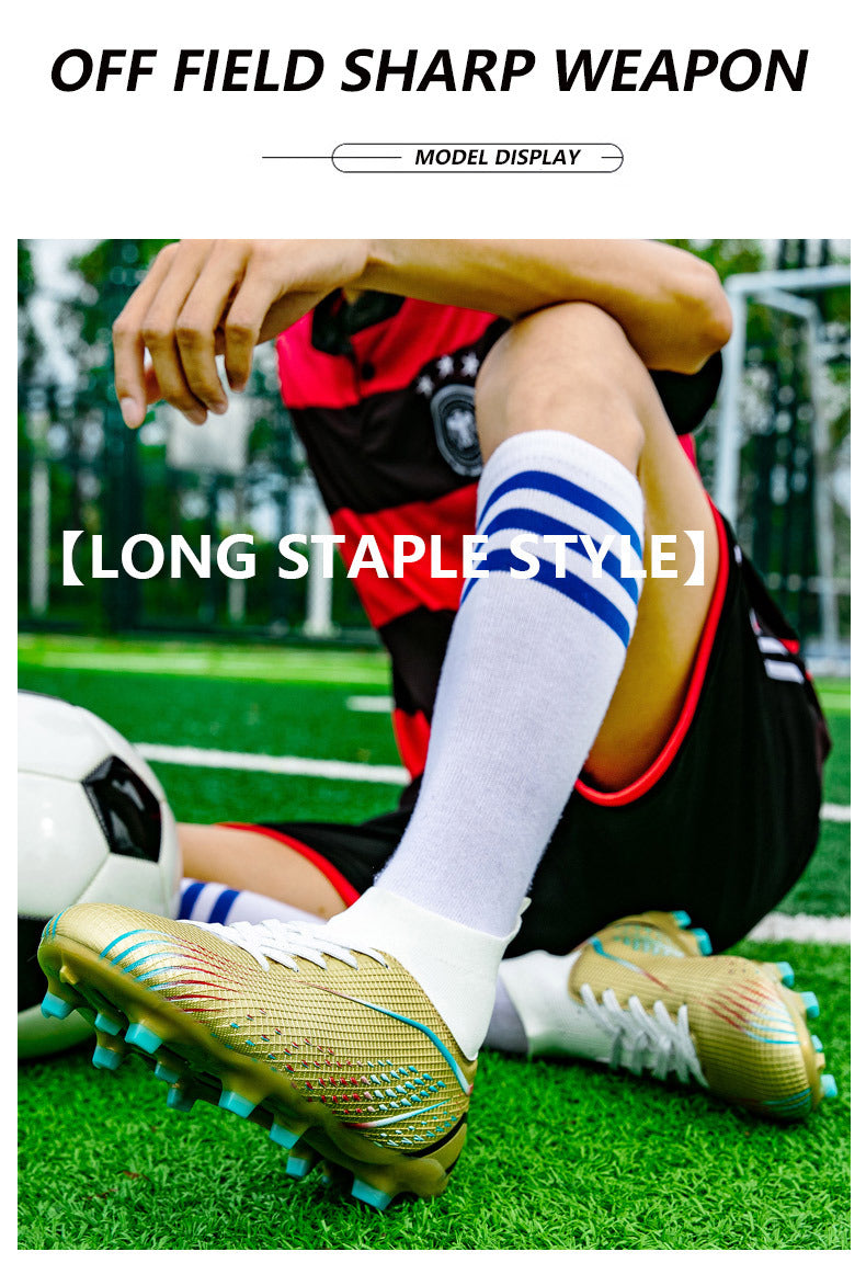 New football shoes for men and women AG Long Spike gold Competition Student Training Shoes Artificial Turf TF Wholesale of Broken Nails