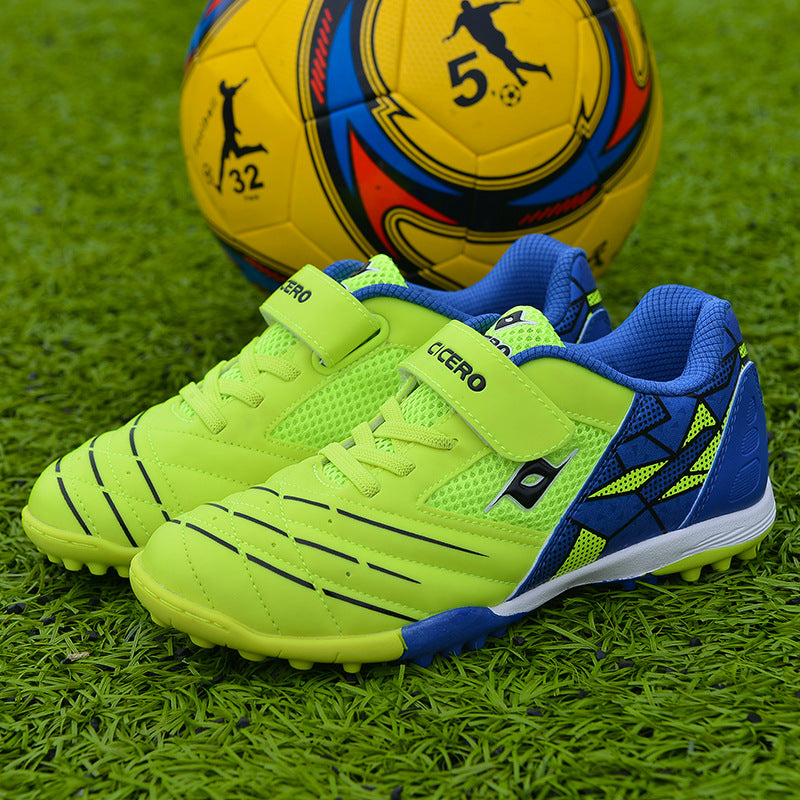 Men's Soccer Shoes TF Velcro Magic Tape Children's Sports Shoes for Primary and Secondary School Students and Teenagers for Sports Competitions and Training