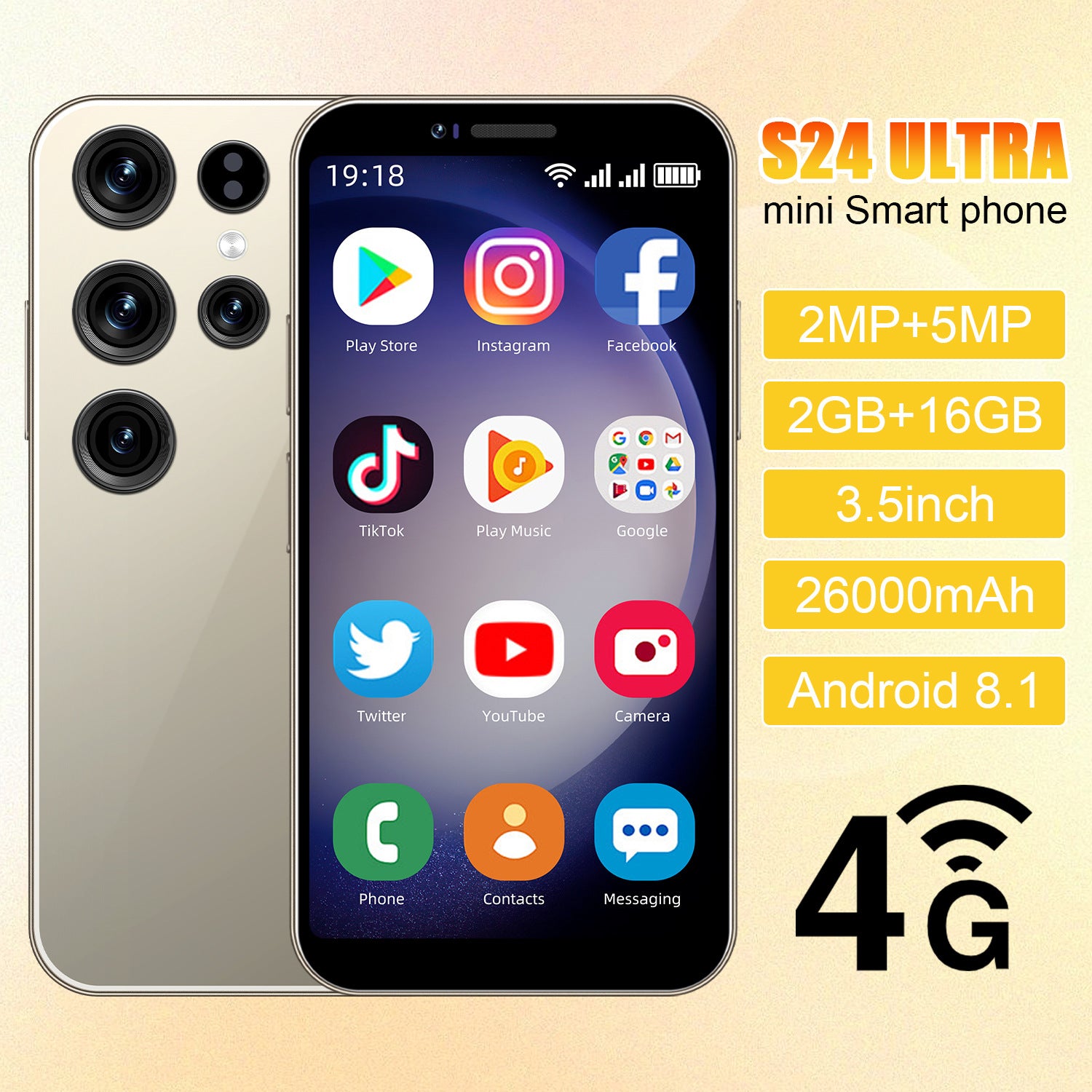Hot Sale4G Android S24 Ultra Smart Small Mobile Phone Quad-core Mini Phone3.5Inch Factory