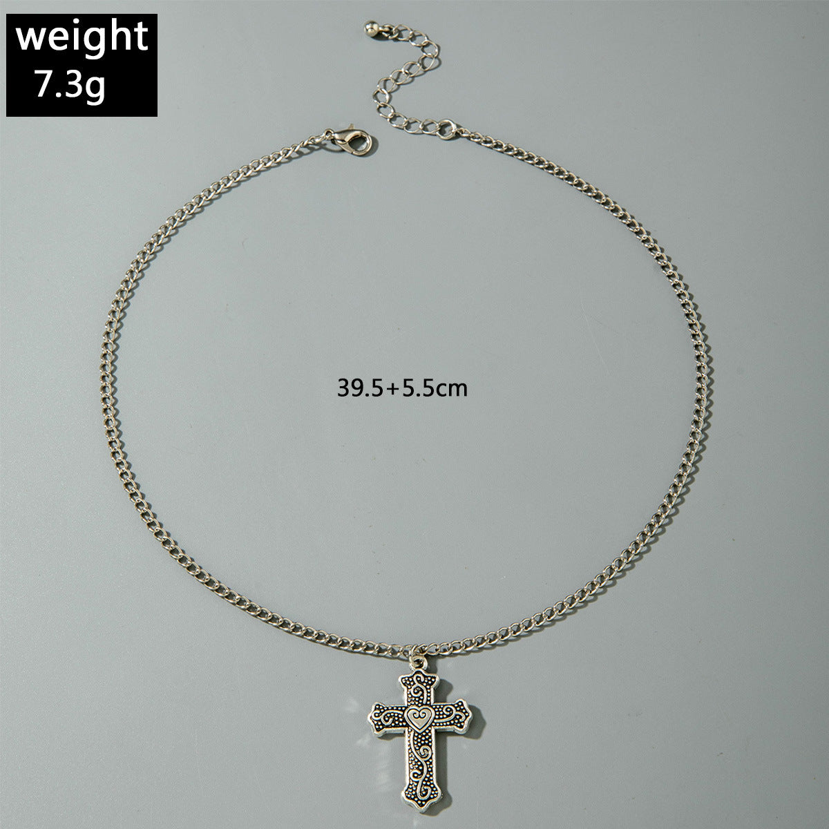 European and American Retro Hollow Diamond Cross Pendant Necklace Gothic Style Black Layered Wear Y Type Necklace