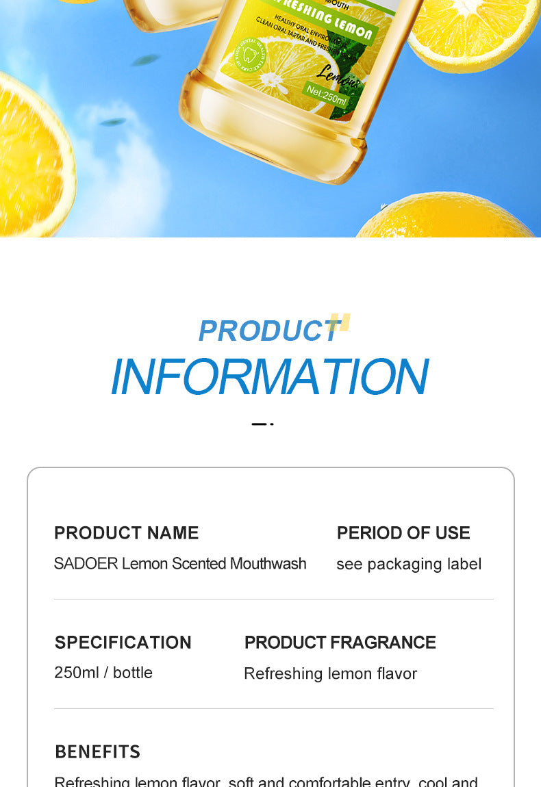 All English Mouthwash250ml  SADOER Peach Mint Lemon Oral Care  Foreign Trade Wholesale